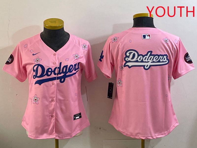 Youth Los Angeles Dodgers Blank Pink Sakura Edition 2025 Nike MLB Jersey style 13->youth mlb jersey->Youth Jersey